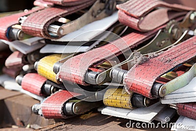 Lashing cargo straps Stock Photo