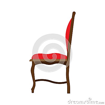 Ð¡lassic chair side view comfortable elegance brown stylish furniture vector icon. Vintage luxury seat interior room Vector Illustration