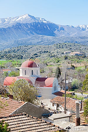 The Lassithi Plateau in the mountains of Crete Stock Photo