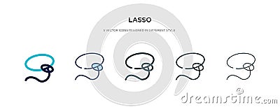 Lasso icon in different style vector illustration. two colored and black lasso vector icons designed in filled, outline, line and Vector Illustration