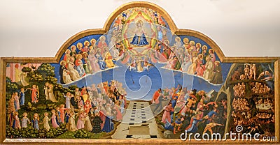 The last Judgement altarpiece, 1425 painting by Beato Angelico Editorial Stock Photo