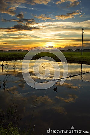 The last light of a small town Stock Photo