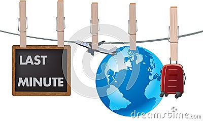 Last minute earth airplane hanging Vector Illustration