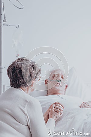 Last moments of dying spouse Stock Photo
