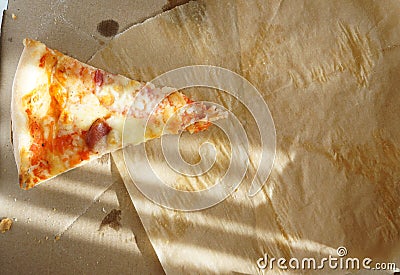 Last piece Delicious meat pizza Stock Photo