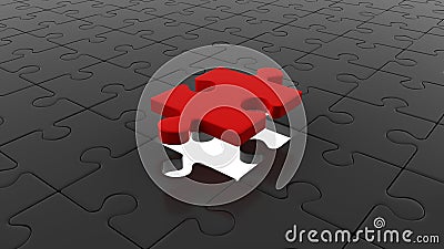 The last puzzle. You are special. Business concept. Red and black puzzles. 3D-rendering. Stock Photo