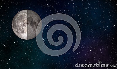 Last Quarter Moon illustration design background Cartoon Illustration