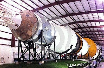 THE LAST-REMAINING SATURN V ROCKET NOW ON PERMANENT DISPLAY AT THE JOHNSON SPACE CENTER, HOUSTON, TEXAS * 12/26/2015 Editorial Stock Photo