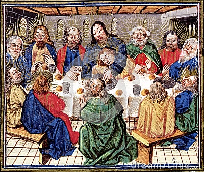 Last Supper of Christ Cartoon Illustration
