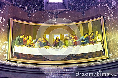 Last Supper Rendition Saint Sofia Church interior china Editorial Stock Photo