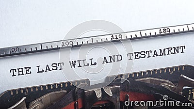 Last will testament close up typewritter vintage Stock Photo