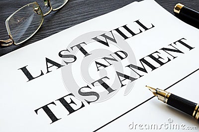 Last will and testament on a desk. Stock Photo