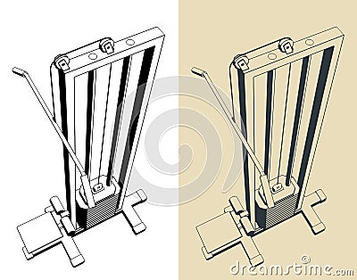 Lat pulldown machine illustrations Vector Illustration