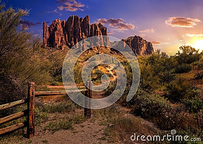 Superstition Mountains, Mesa AZ Stock Photo