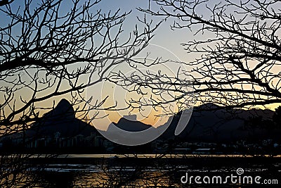 Late Aftewrnoon view of Rodrigo de Freitas Lagoon, Rio de Janeiro, Brazil Stock Photo