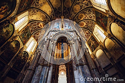 The late gothic manueline decorated round church of the convent of christ, ancient templar stronghold and monastery in Tomar, Editorial Stock Photo