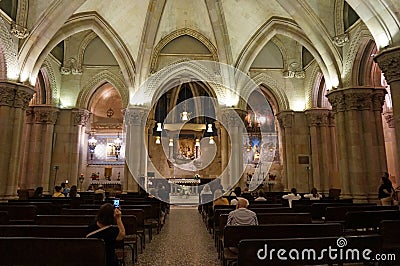 Late Night Church Service in Barcelona Spain Editorial Stock Photo