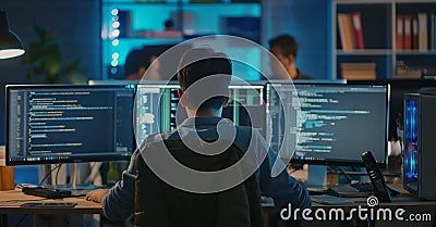 Late Night Coder Working Stock Photo