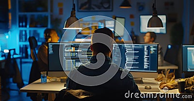Late Night Coder Working Stock Photo