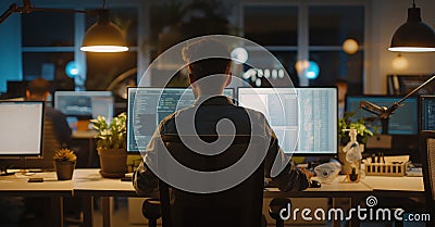 Late Night Coder Working Stock Photo