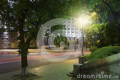 Late night shot of Cabinet of Ministers of Ukraine, Kyiv, Ukraine, government Stock Photo