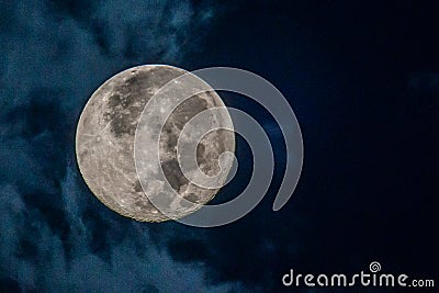 late september harvest moon close-up at night Stock Photo