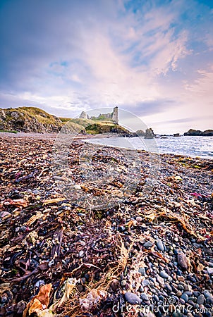 Late summer night at Dunure Castle Stock Photo