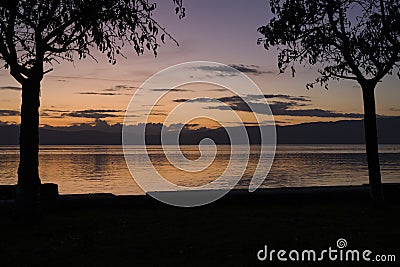 Late sunset at Ohrid lake Stock Photo