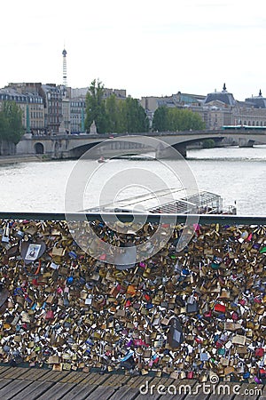 Pont des Arts, padlocks Love Lock, Paris Editorial Stock Photo