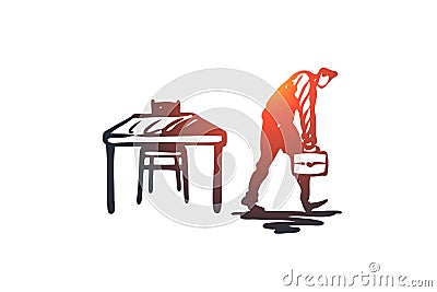 Late, work, manager, job, busy concept. Hand drawn isolated vector. Vector Illustration