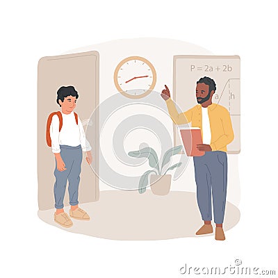 Lateness to classes isolated cartoon vector illustration. Vector Illustration