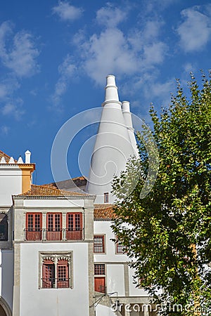 Lateral Facade of National Sintra Palace in Portugal Stock Photo