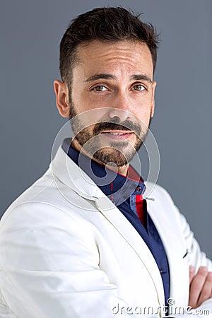 Lateral portrait of elegant male man Stock Photo