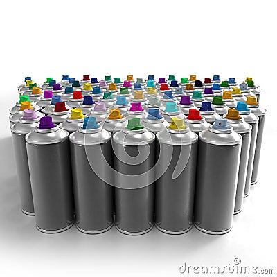 Lateral view of aerosol cans Stock Photo