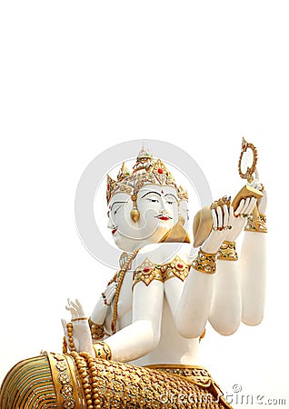 Lateral view statue of brahma. Stock Photo