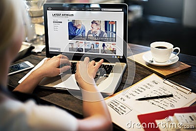 Latest Article Webpage Advertising Announcement Concept Stock Photo