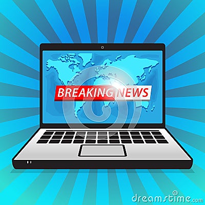 Latest breaking news computer screen announcement Vector Illustration