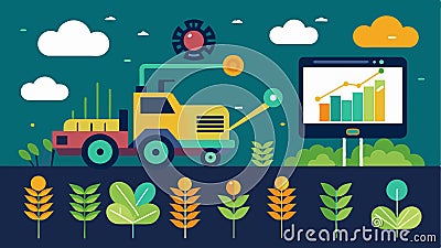 The latest precision planting machines make use of realtime weather data and predictive algorithms to adjust seed Vector Illustration