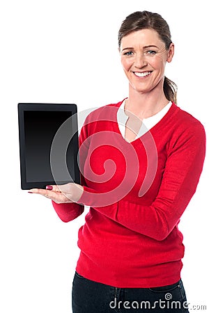 The latest touch pad device is out for sale Stock Photo