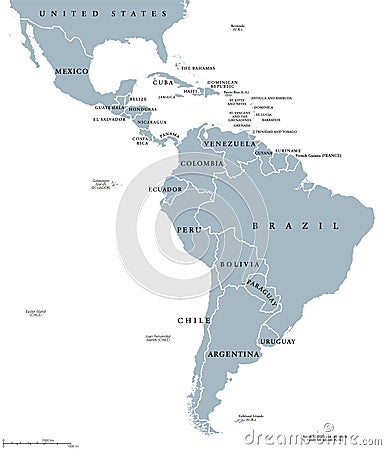 Latin America countries political map Vector Illustration