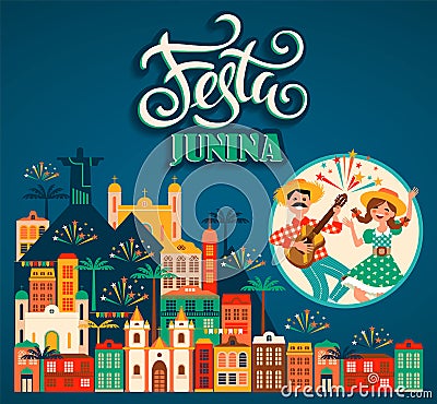 Latin American holiday, the June party of Brazil. Vector illustration Vector Illustration