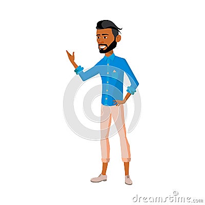 latin bearded man guide conducts excursion cartoon vector Vector Illustration