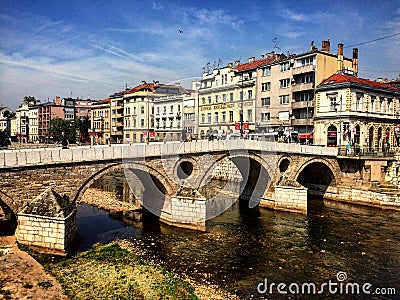 Latin Bridge, Sarajevo Editorial Stock Photo