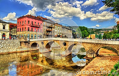 Latin Bridge in Sarajevo Stock Photo