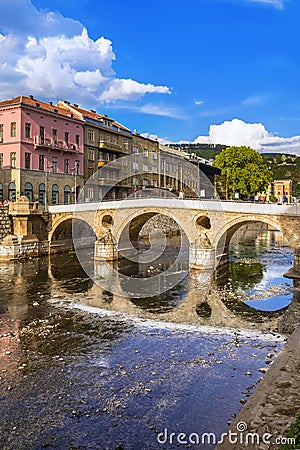 Latin Bridge in Sarajevo - Bosnia and Herzegovina Stock Photo