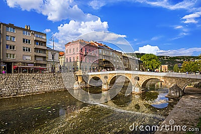 Latin Bridge in Sarajevo - Bosnia and Herzegovina Stock Photo