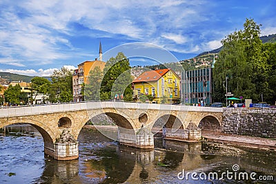 Latin Bridge in Sarajevo - Bosnia and Herzegovina Stock Photo