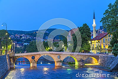 Latin Bridge in Sarajevo, Bosnia and Herzegovina Stock Photo