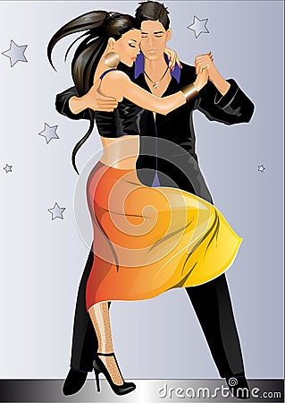 Latin dance couple Cartoon Illustration