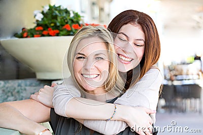 Latin mother and teen daughter. Stock Photo